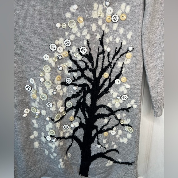 Anthropologie HWR Monogram Button Tree Tunic Sweater Size XXS - Picture 4 of 8